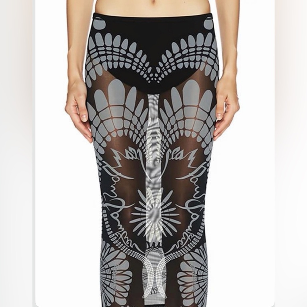 VTG Jean Paul Gaultier Soleil SS 2001 Geometric Tribal Mesh Maxi Skirt Dress